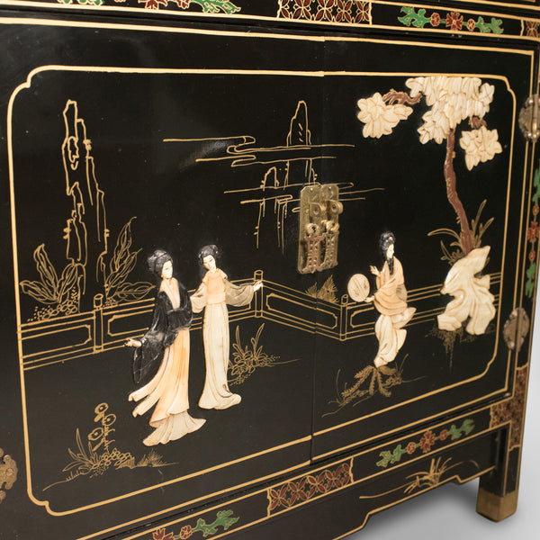 Late 20th Century Japanese Cabinet, Soap Stone Decoration - London Fine Antiques
