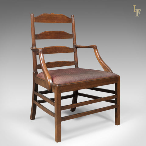 Late Georgian Antique Elbow Chair, English, Chippendale Overtones to Lower Frame - London Fine Antiques