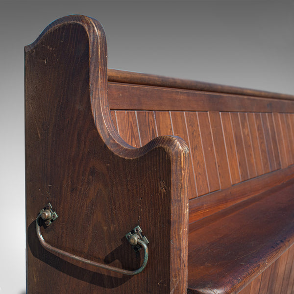 Long 10 foot Antique Pew, English, Pitch Pine, Bench, Seat 7-8, Victorian c.1880 - London Fine Antiques