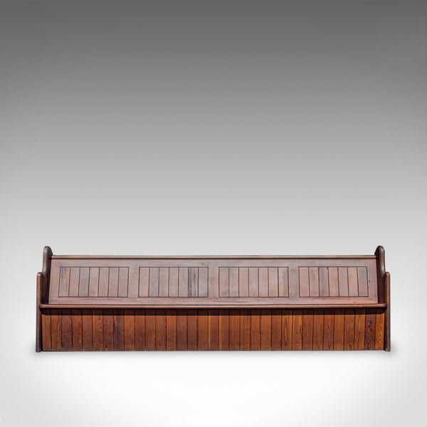 Long 10 foot Antique Pew, English, Pitch Pine, Bench, Seat 7-8, Victorian c.1880 - London Fine Antiques