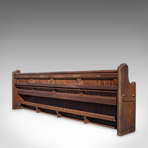 Long 10 foot Antique Pew, English, Pitch Pine, Bench, Seat 7-8, Victorian c.1880 - London Fine Antiques