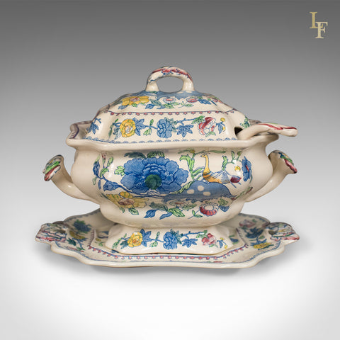 Mason's Ironstone China Soup Tureen, Under-Plate and Ladle, Regency Design, c.1940 - London Fine Antiques