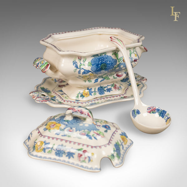 Mason's Ironstone China Soup Tureen, Under-Plate and Ladle, Regency Design, c.1940 - London Fine Antiques
