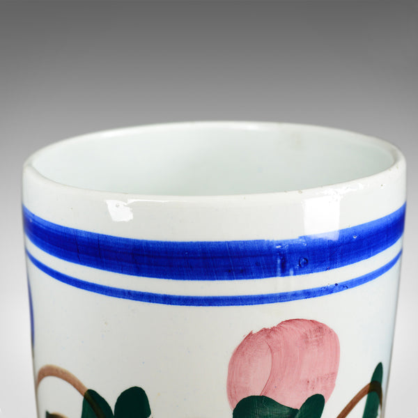 Mid 20th Century Vintage Umbrella Stand, Deep, Floral, Ceramic Stick Pot - London Fine Antiques