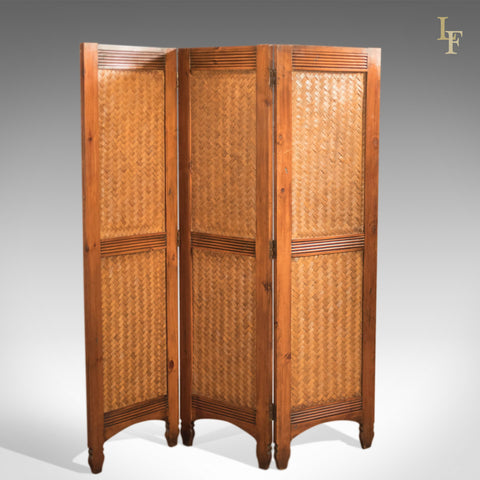 Mid-Century 3-Fold Screen, Split Bamboo & Maple - London Fine Antiques