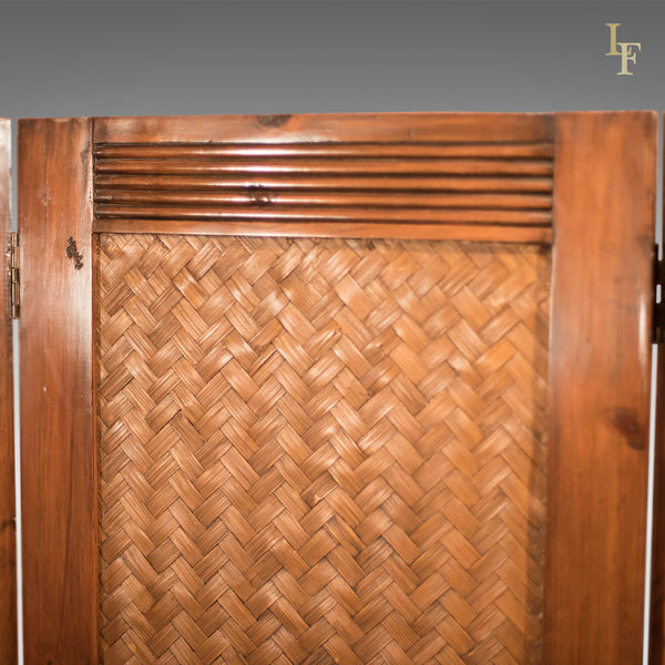 Mid-Century 3-Fold Screen, Split Bamboo & Maple - London Fine Antiques