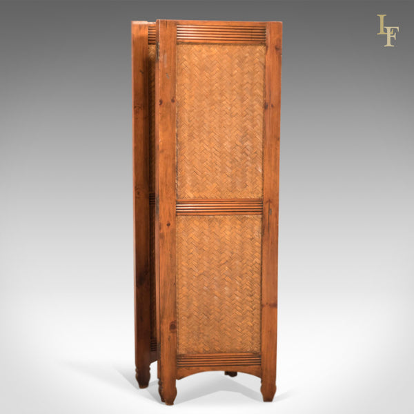 Mid-Century 3-Fold Screen, Split Bamboo & Maple - London Fine Antiques
