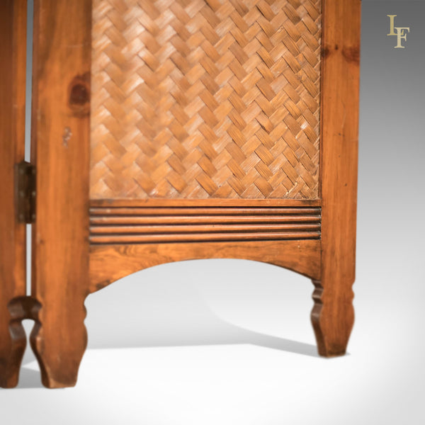 Mid-Century 3-Fold Screen, Split Bamboo & Maple - London Fine Antiques