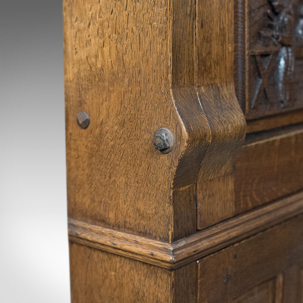Mid-Century Carved Oak Corner Cupboard, Cabinet with Gothic Overtones - London Fine Antiques
