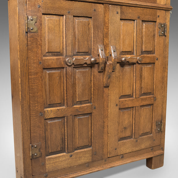 Mid-Century Carved Oak Corner Cupboard, Cabinet with Gothic Overtones - London Fine Antiques