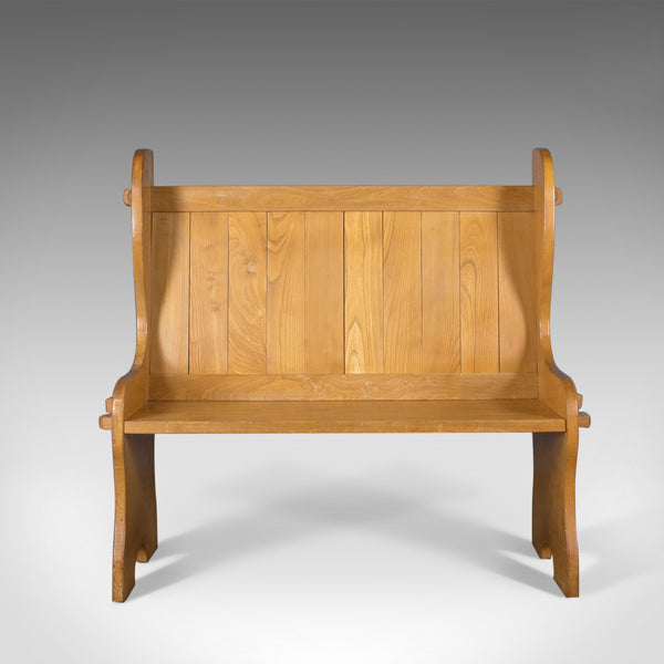 Mid-Century Modern Pine Settle, English Bench, Pew, Hall, Kitchen, Boot Room - London Fine Antiques
