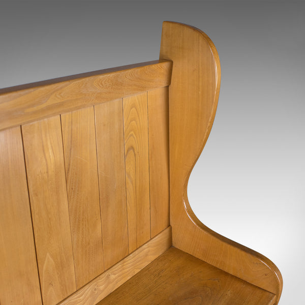 Mid-Century Modern Pine Settle, English Bench, Pew, Hall, Kitchen, Boot Room - London Fine Antiques
