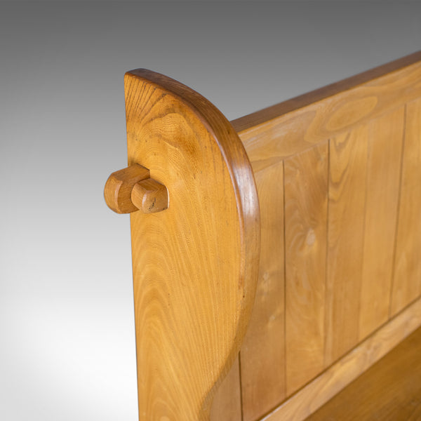 Mid-Century Modern Pine Settle, English Bench, Pew, Hall, Kitchen, Boot Room - London Fine Antiques