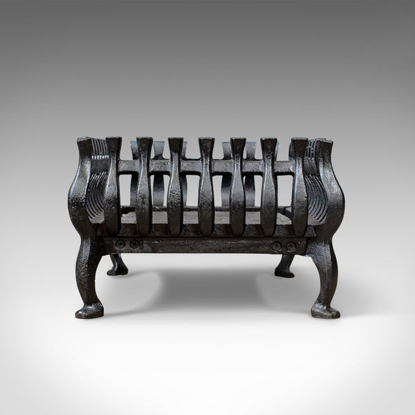 Mid-Sized Vintage Fire Basket, Fireplace Grate, Iron, Mid 20th Century - London Fine Antiques