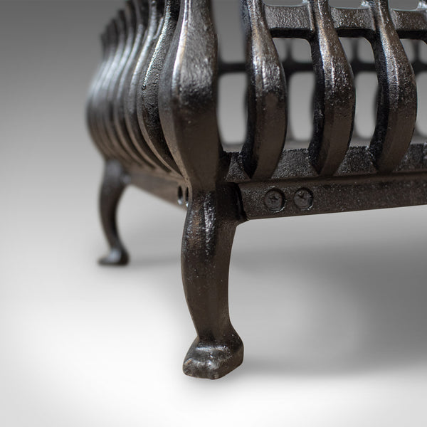 Mid-Sized Vintage Fire Basket, Fireplace Grate, Iron, Mid 20th Century - London Fine Antiques
