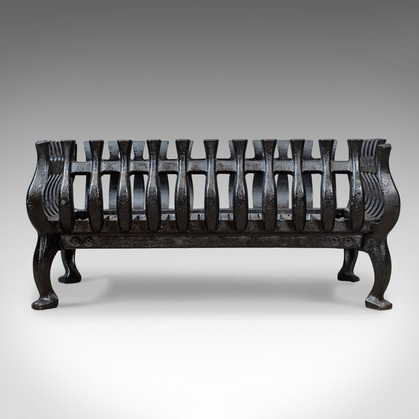 Mid-Sized Vintage Fire Basket, Fireplace Grate, Iron, Mid 20th Century - London Fine Antiques