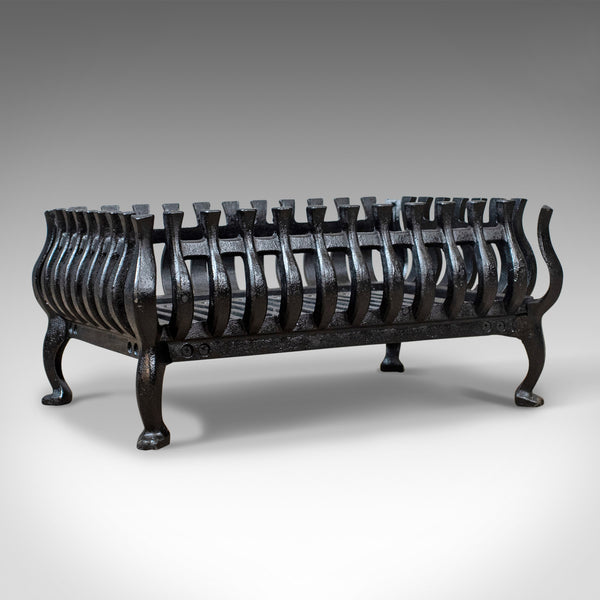 Mid-Sized Vintage Fire Basket, Fireplace Grate, Iron, Mid 20th Century - London Fine Antiques