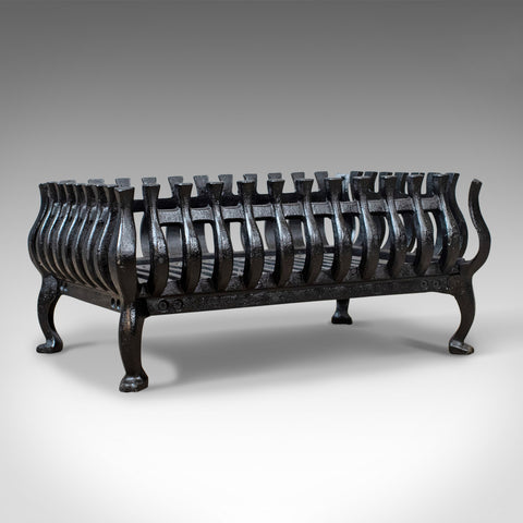 Mid-Sized Vintage Fire Basket, Fireplace Grate, Iron, Mid 20th Century - London Fine Antiques