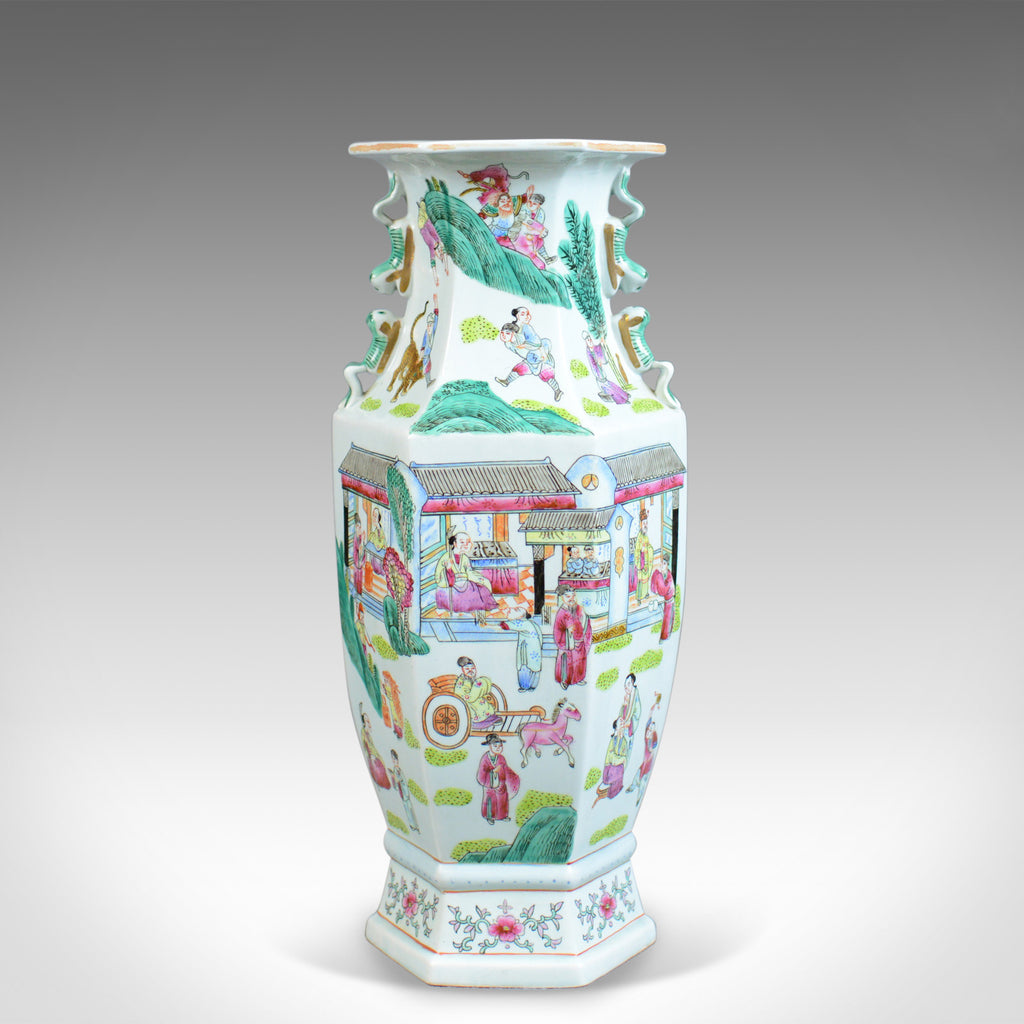 Mid 20th Century, Hexagonal, Baluster Vase, Chinese Ceramic Urn - London Fine Antiques