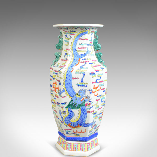 Mid 20th Century, Chinese, Hexagonal, Baluster Vase, Oriental Ceramic Urn - London Fine Antiques