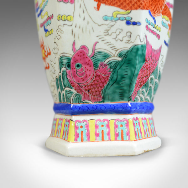 Mid 20th Century, Chinese, Hexagonal, Baluster Vase, Oriental Ceramic Urn - London Fine Antiques