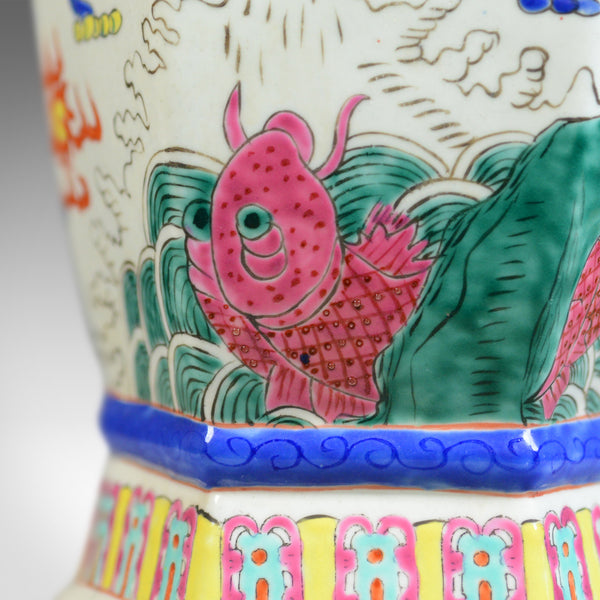 Mid 20th Century, Chinese, Hexagonal, Baluster Vase, Oriental Ceramic Urn - London Fine Antiques