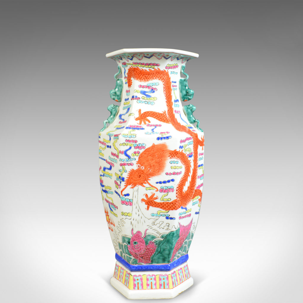 Mid 20th Century, Chinese, Hexagonal, Baluster Vase, Oriental Ceramic Urn - London Fine Antiques