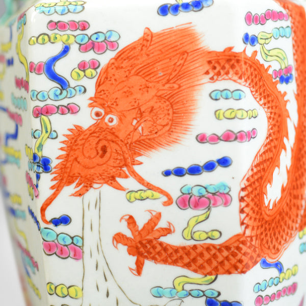 Mid 20th Century, Chinese, Hexagonal, Baluster Vase, Oriental Ceramic Urn - London Fine Antiques