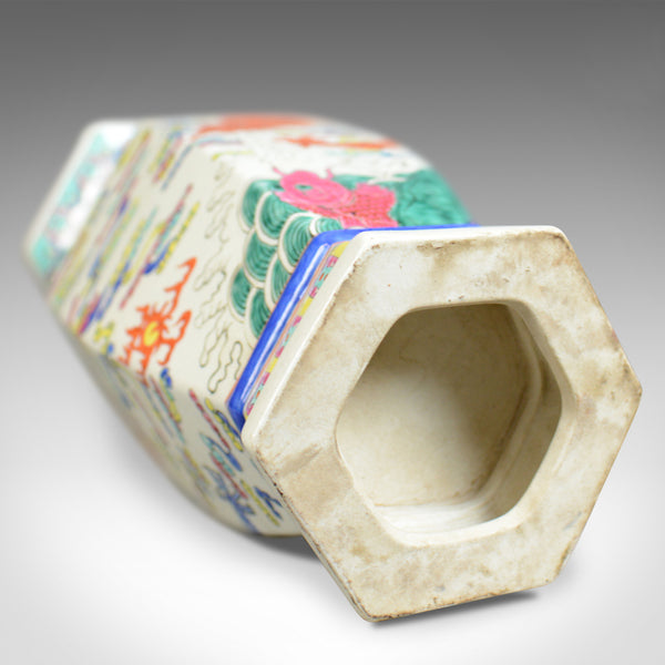 Mid 20th Century, Chinese, Hexagonal, Baluster Vase, Oriental Ceramic Urn - London Fine Antiques