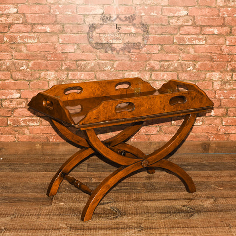 Mid Century 'X' Frame Butler's Tray on Stand - London Fine Antiques