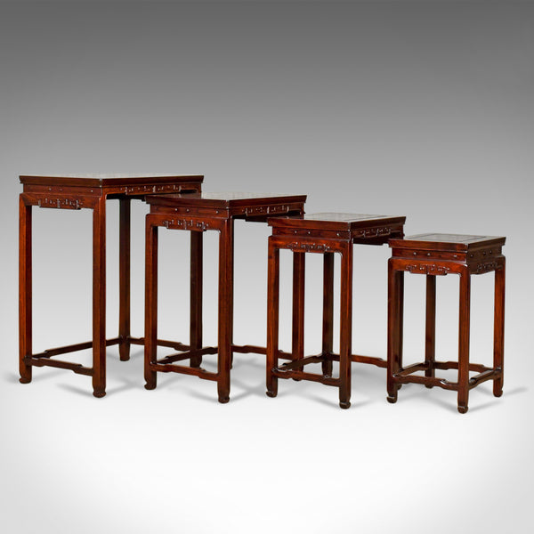 Nest of Tables, Oriental Influence, Chinese Rosewood, Side, Late 20th Century - London Fine Antiques