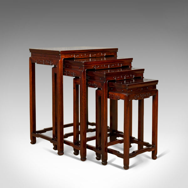 Nest of Tables, Oriental Influence, Chinese Rosewood, Side, Late 20th Century - London Fine Antiques