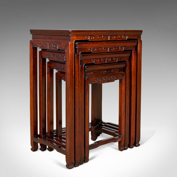 Nest of Tables, Oriental Influence, Chinese Rosewood, Side, Late 20th Century - London Fine Antiques