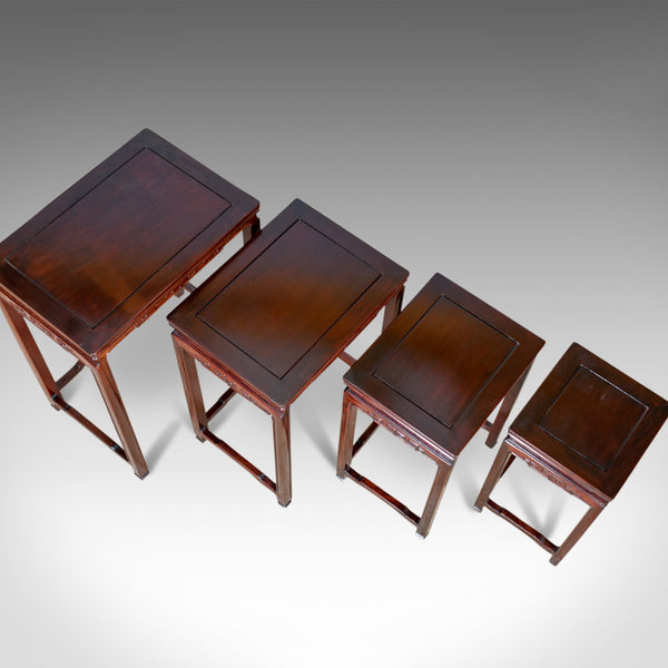 Nest of Tables, Oriental Influence, Chinese Rosewood, Side, Late 20th Century - London Fine Antiques