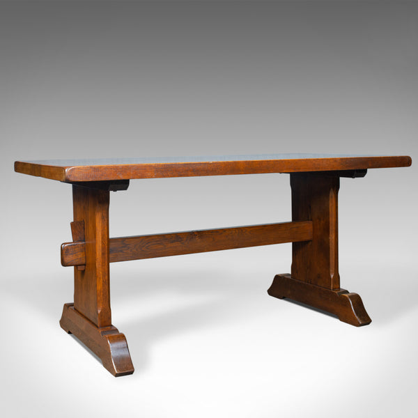 Oak Dining Table, English, Refectory, Arts & Crafts, After Mouseman Seats Six - London Fine Antiques