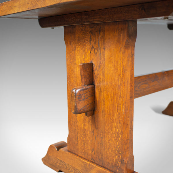 Oak Dining Table, English, Refectory, Arts & Crafts, After Mouseman Seats Six - London Fine Antiques