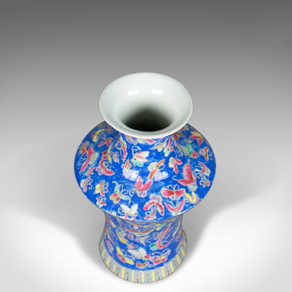 Oriental Flower Vase, Decorative, Ceramic, Butterflies, 20th Century - London Fine Antiques