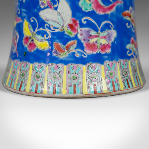 Oriental Flower Vase, Decorative, Ceramic, Butterflies, 20th Century - London Fine Antiques