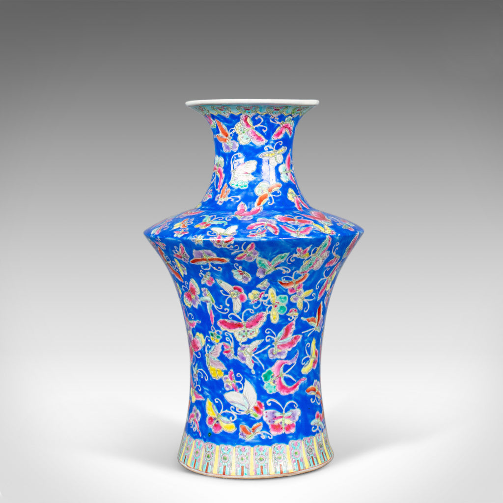 Oriental Flower Vase, Decorative, Ceramic, Butterflies, 20th Century - London Fine Antiques