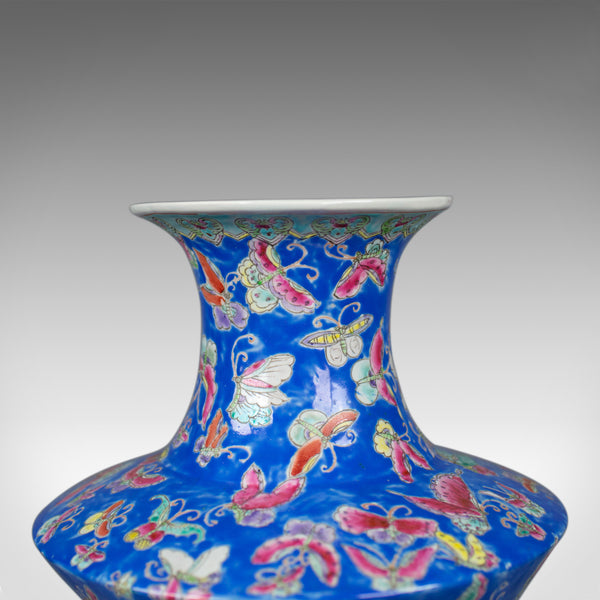 Oriental Flower Vase, Decorative, Ceramic, Butterflies, 20th Century - London Fine Antiques