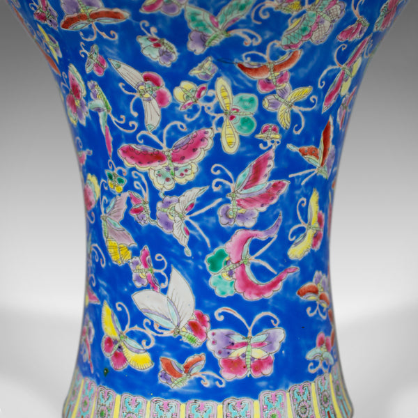 Oriental Flower Vase, Decorative, Ceramic, Butterflies, 20th Century - London Fine Antiques