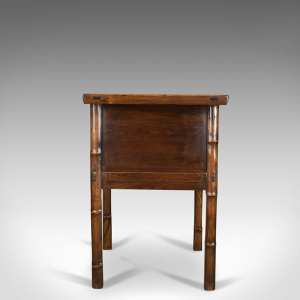 Oriental Side Table, Chinese Elm Cabinet, Late 20th Century - London Fine Antiques