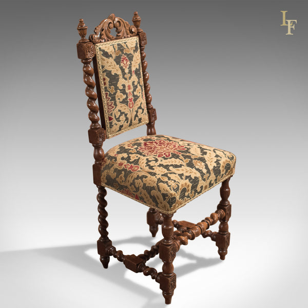 Pair of Antique Hall Chairs, Victorian, Oak, Needlepoint c.1870 - London Fine Antiques