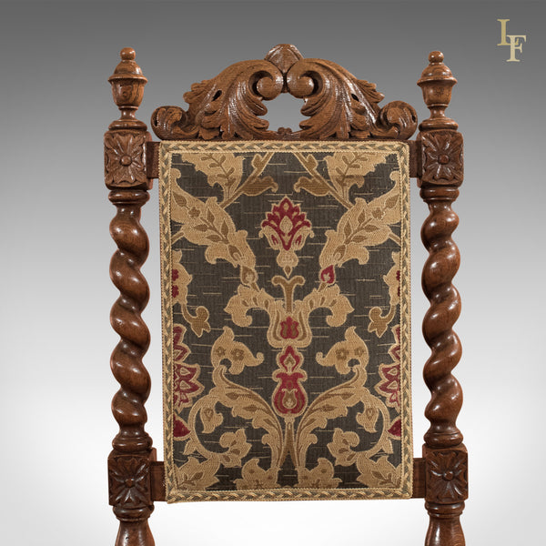 Pair of Antique Hall Chairs, Victorian, Oak, Needlepoint c.1870 - London Fine Antiques