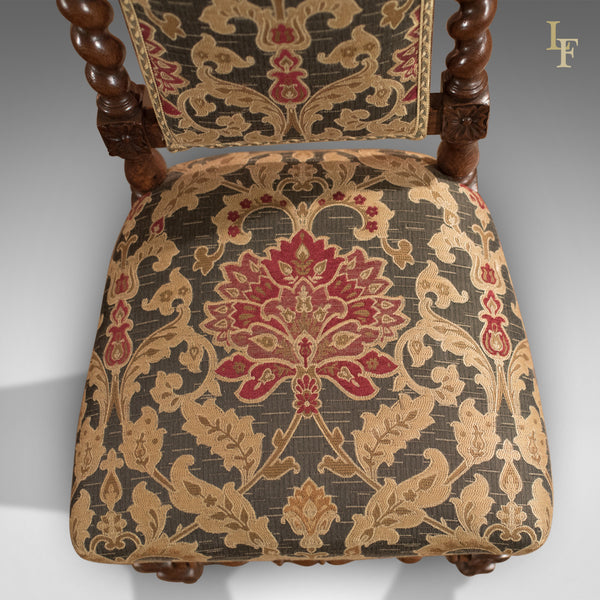 Pair of Antique Hall Chairs, Victorian, Oak, Needlepoint c.1870 - London Fine Antiques