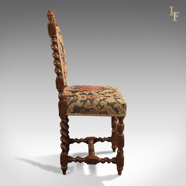 Pair of Antique Hall Chairs, Victorian, Oak, Needlepoint c.1870 - London Fine Antiques