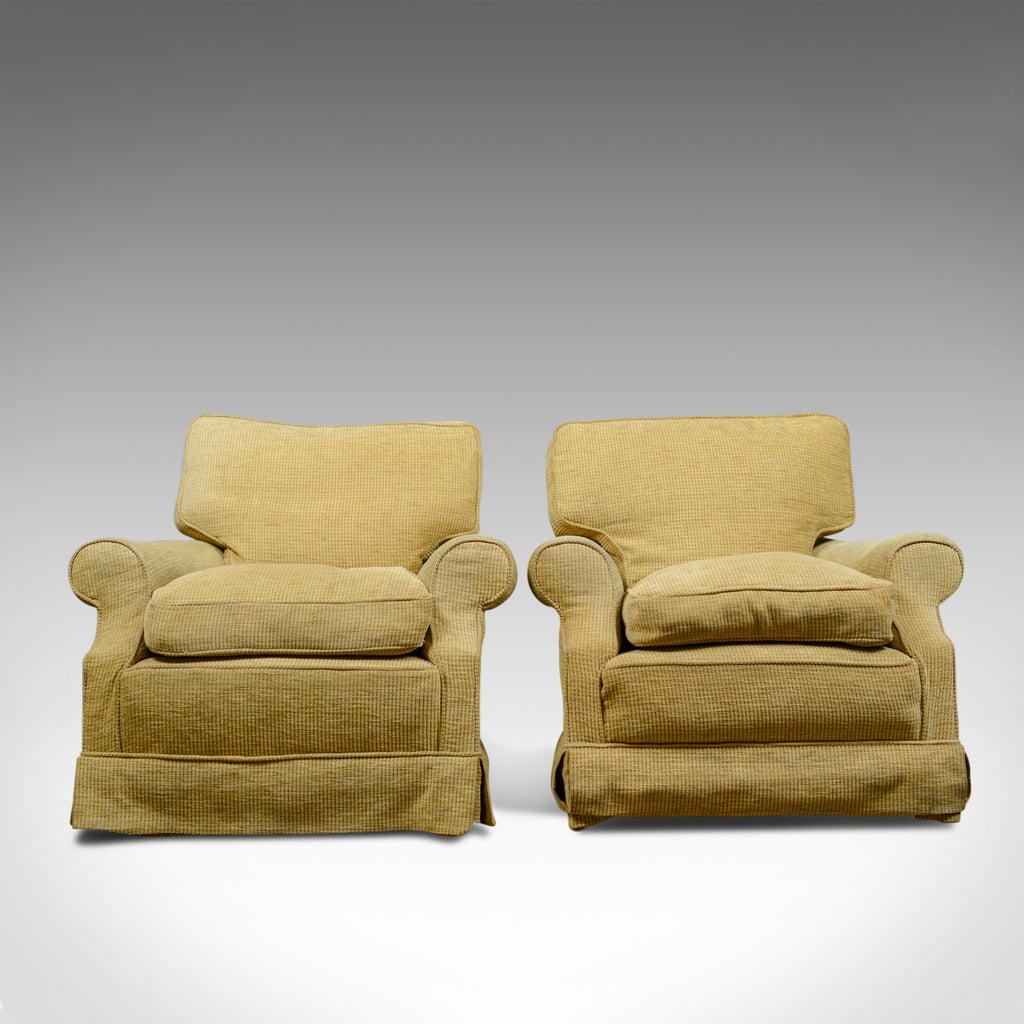 Pair of Antique Armchairs, English, Edwardian, Deep, Club Chairs, Circa 1910 - London Fine Antiques