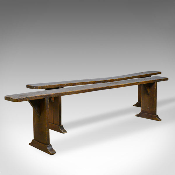 Pair of Antique Benches, Victorian, English, Forms, Oak, Kitchen Dining, c.1900 - London Fine Antiques