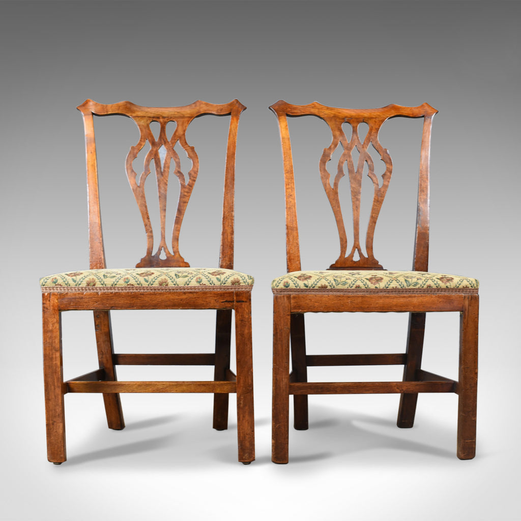 Pair of Antique Chairs, Georgian, Fruitwood, Dining, Chippendale, Circa 1780 - London Fine Antiques