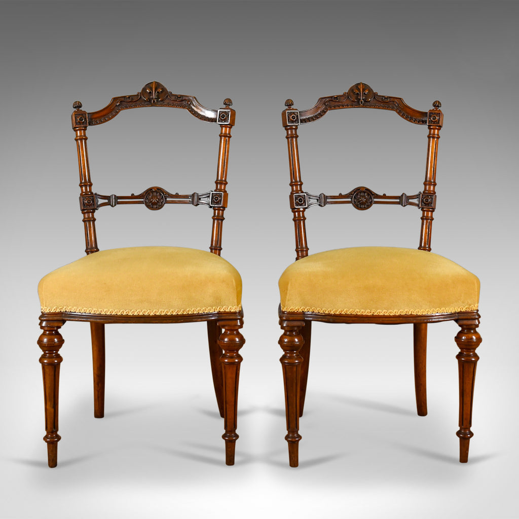 Pair of Antique Chairs, English, Walnut, Aesthetic Period, Side, Circa 1880 - London Fine Antiques